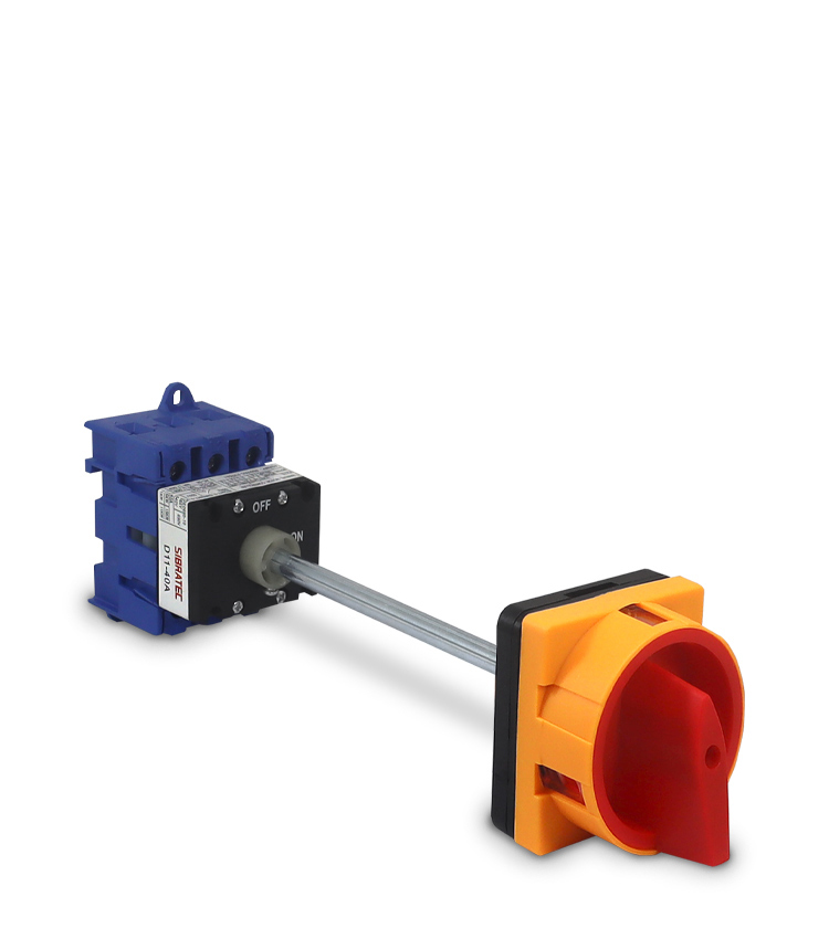 CHAVE ROTATIVA PORTA DE PAINEL LIGA/DESLIGA TRIPOLAR D11-40A - COM HASTE DE 150MM - DISPOSITIVO PARA CADEADO SIBRATEC°°°