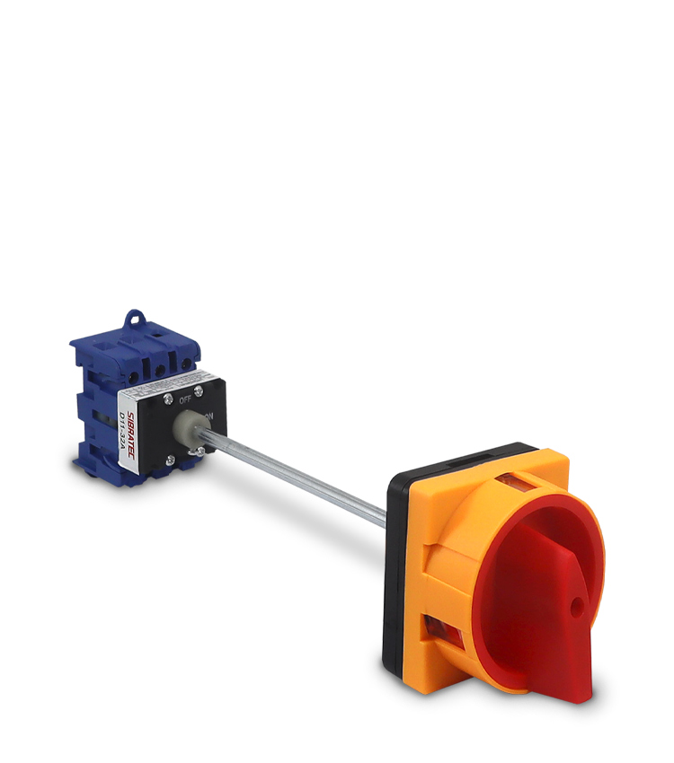 CHAVE ROTATIVA PORTA DE PAINEL LIGA/DESLIGA TRIPOLAR D11-32A - COM HASTE DE 150MM - DISPOSITIVO PARA CADEADO SIBRATEC°°°