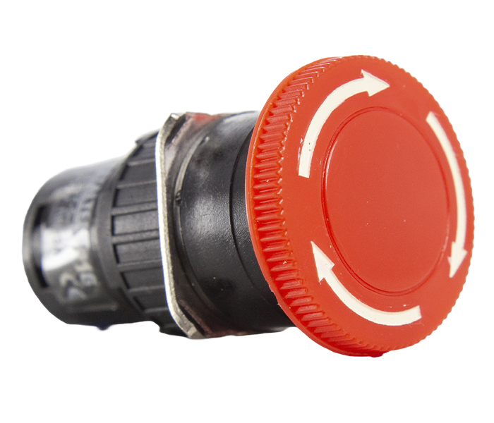 P16-ER-R2 BOTÃO DE EMERGÊNCIA COM TRAVA 16MM - VERMELHO - 2 REV METALTEX°°