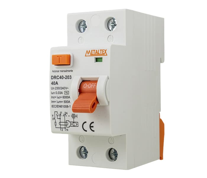 DRC40-403 INTERRUPTOR DIFERENCIAL 2P-30MA 40A METALTEX°°
