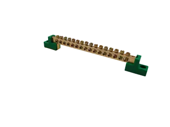 BARRAMENTO DE TERRA, COBRE, 16P 80A 500V, COR VERDE, (1UN)