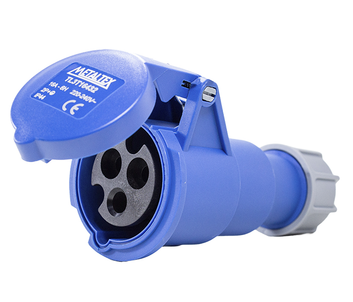 TL3T16432 ACOPLAMENTO INDUSTRIAL 16A 2P+E-6H - AZUL - IP44 METALTEX°°