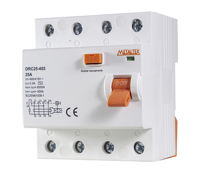 DRC25-403 INTERRUPTOR DIFERENCIAL TETRAPOLAR - 30MA 25A METALTEX°°