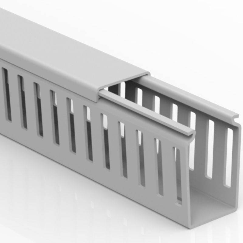 CANALETA 80X80 CINZA SEMI-ABERTA S/FURAÇÃO BARRA 2M ##