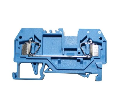 BM4-F2A CONECTOR PASSAGEM MOLA 4MM² - FRONTAL 2 VIAS - AZUL METALTEX°°