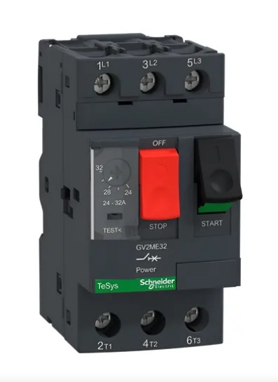 DISJUNTOR MOTOR SCHNEIDER GV2ME32C AJUSTE 24 A 32A FREQUENCIA 60 380V SCHNEIDER°°