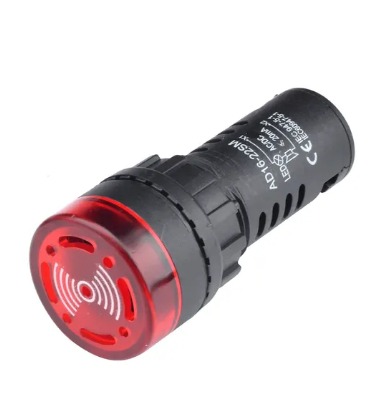 SINALIZADOR SONORO LED AD16-22SM VERMELHO LED 22MM 110V AUTRONIC°°