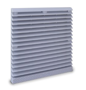 VENEZIANA PARA VENTILADOR 20X20CM COM FILTRO COR CINZA DIMENSÃO 32,5X32,5CM SIBRATEC°°