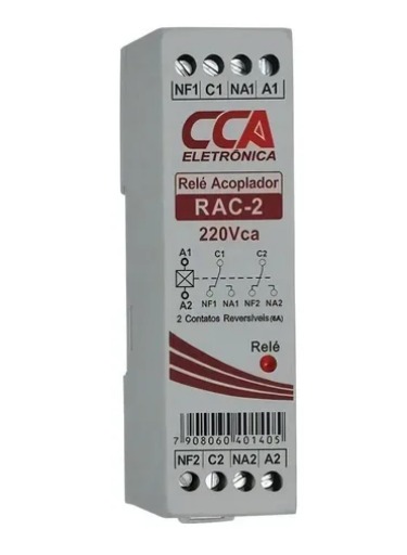 RELE ACOPLADO RAC2 - 220VCA - 2 CONTATOS  REVERSIVEIS CCA  °°
