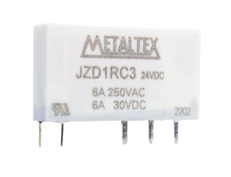 JZD1RC3 RELÉ MINIATURA DE POTÊNCIA (LARGURA 5MM),1CONTATO REVERSÍVEL,TENSÃO DE BOBINA 24 VCC,CAPACIDADE DE 6A METALTEX°°