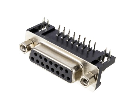 DBPN1F-15 CONECTOR DB PARA PCI, 15 VIAS, FÊMEA, 90 GRAUS, CURTO (8,08MM),COM KIT DE RETENÇÃO FÊMEA°°