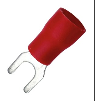 TERMINAL FORQUILHA PRE-ISOLADO VERMELHO 10,0 MM M6 - 10 PC SV8-6 RED ELETROKIT°°