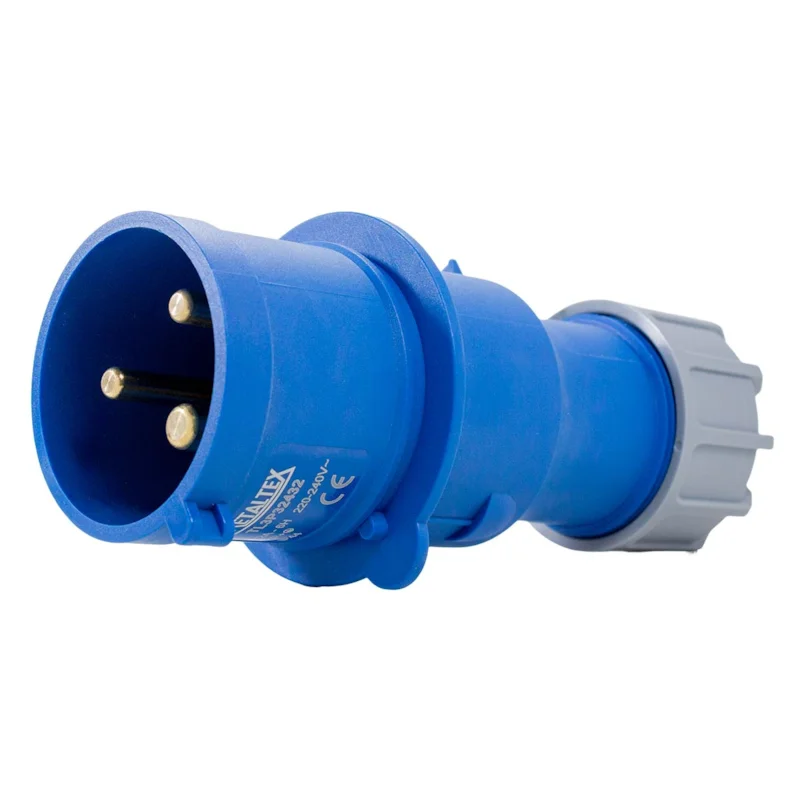 TL3P32432  PLUG MACHO 32A 2P+E-6H AZUL IP44 METALTEX °°