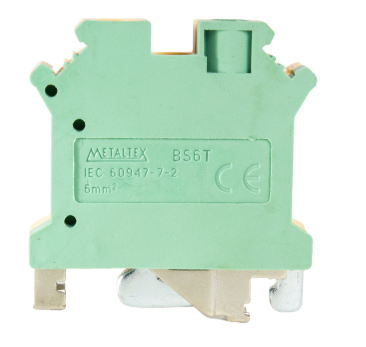 BS6T  BORNE  TERRA VD/AM 6MM² - CONEXÃO POR PARAFUSO METALTEX°°