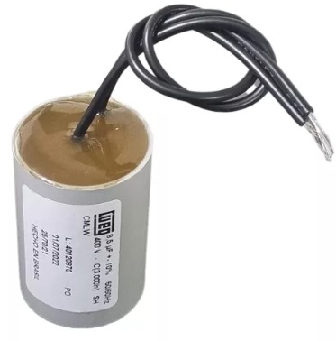 CAPACITOR FIXO C/DIELETRICO DE POLIPROPILENO BIORIENTADO P/MOTORES CMRW CANECA PLASTICA 5 µF 440V50/60Hz FIO 200mm WEG°°