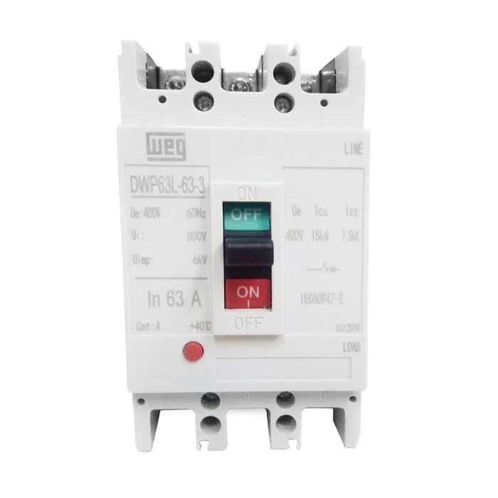 DISJUNTOR DWP63L-50-3 50A 3 POLOS 15KA MAGNÉTICO E TÉRMICO FIXO WEG°°