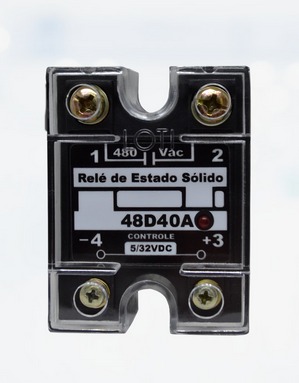 RELE ESTADO SÓLIDO MONOFÁSICO 50A TENSÃO CONTROLE 5~32VDC, TENSÃO CHAVEAMENTO 24~480VAC LOTI°°