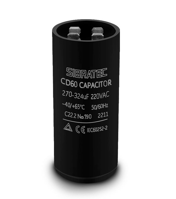 CAPACITOR ELETROLÍTICO DE PARTIDA 220V 145-175ΜF - DIMENSÕES 36X85MM SIBRATEC°°
