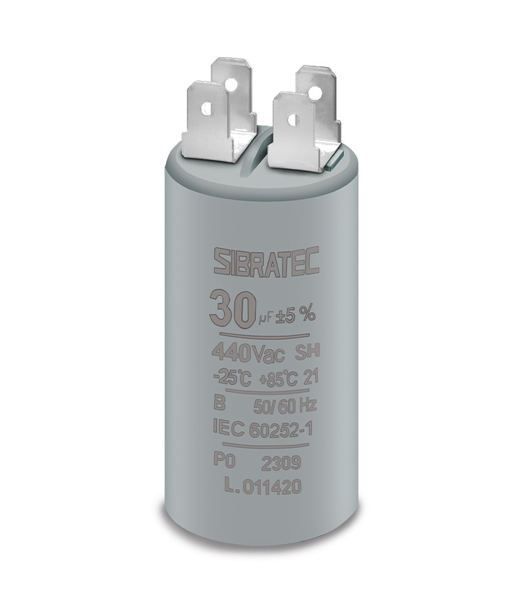 CAPACITOR PERMANENTE COM TERMINAL 30ΜF 440VCA - CPS.T-30.440 - DIMENSÕES 40X95MM SIBRATEC°°