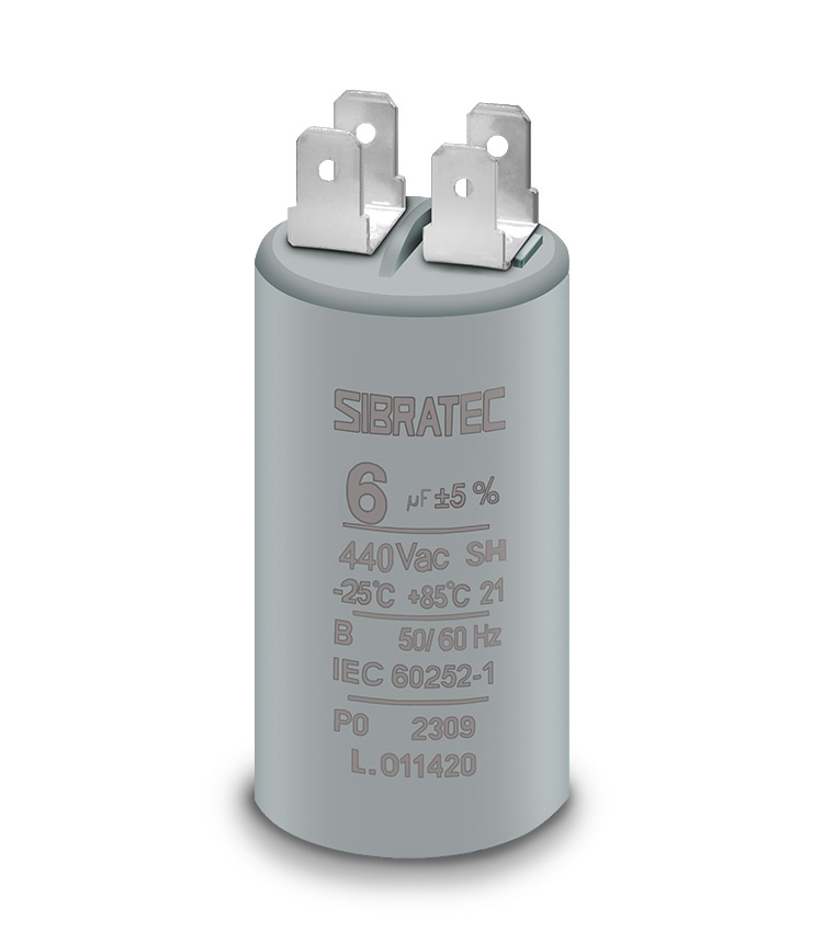 CAPACITOR PERMANENTE COM TERMINAL 6UF 440VCA - CPS.T-6.440 - DIMENSÕES 30X59MM  SIBRATEC°°