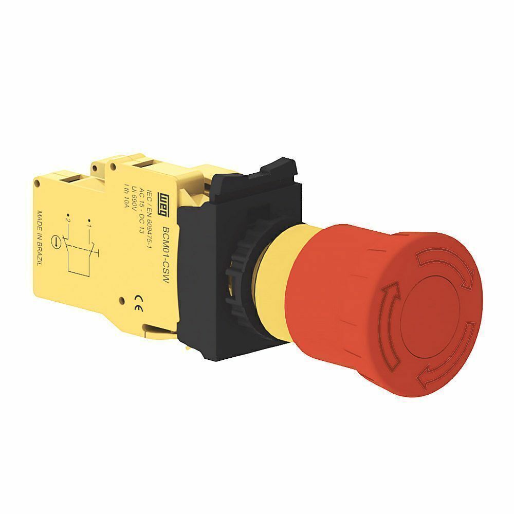 BOTAO CSW-BESP-00000001-3VF EMERGENCIA COM TRAVA PUXA SOLTA 22MM DE RESINA TERMOPLASTICA 690V WEG°°