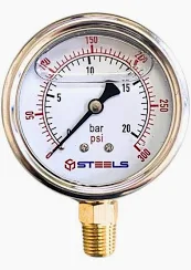MANOMETRO HERMETICO 63 RETO, CONEXAO 1/4" NPT ILMKDL354°°