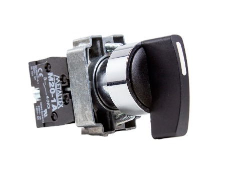 M20SLR4-B-2A CHAVE SELETORA METÁLICO KNOB LONGO - 3 POS. FIXAS 45G - 2NA METALTEX°°