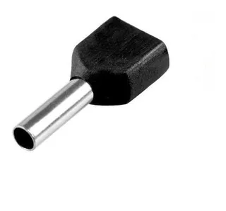 TERMINAL TUBOLAR DUPLO PRETO 1,5 MM C8 - 100 PC - TE1508 ELETROKIT°°