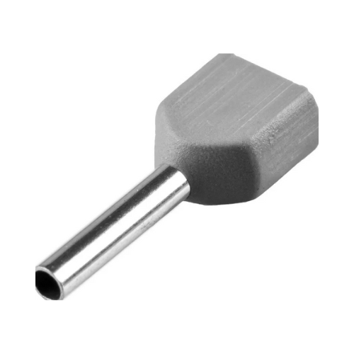 TERMINAL TUBOLAR DUPLO CINZA 0,75 MM C8 - 100 PC - TE7508 ELETROKIT°°