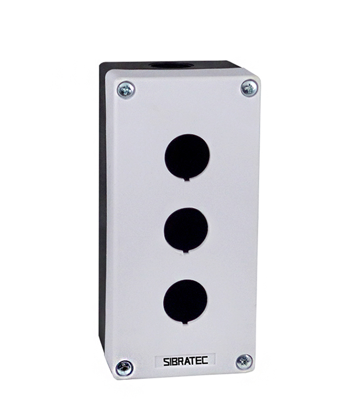 CAIXA PLÁSTICA BX1/3G CINZA 3 FUROS 22MM SIBRATEC °°