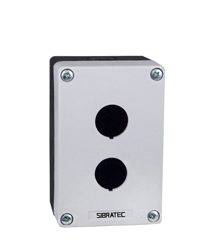 CAIXA PLÁSTICA CINZA 2 FUROS 22MM SIBRATEC°°