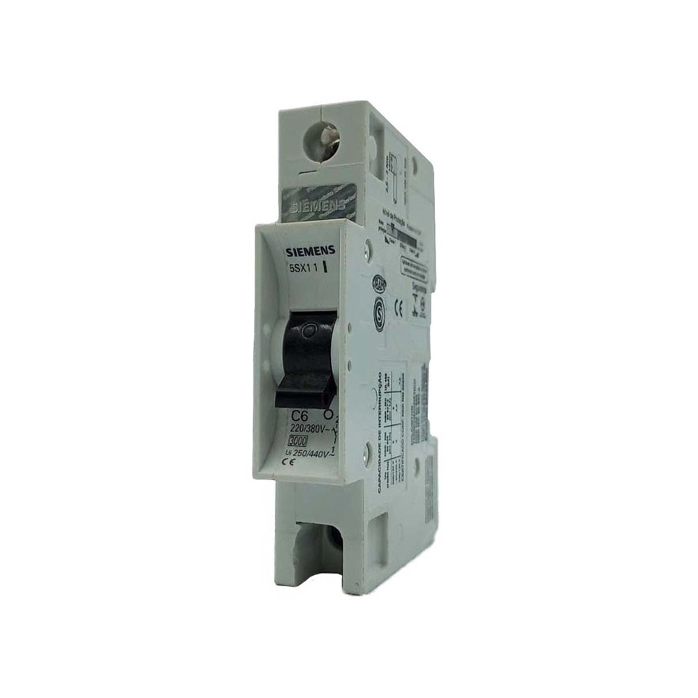 DISJUNTOR MONOPOLAR SIEMENS 5SX1 1 C6 CURVA C 6A 220/380V SIEMENS°°