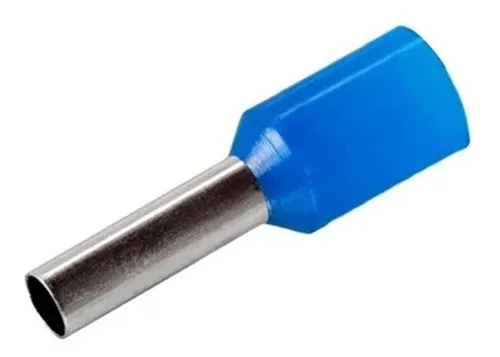TERMINAL TUBOLAR SIMPLES AZUL 10,0 MM C12 - 100 PC - E1012 - BLUE ELETROKIT°°