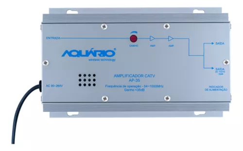 AMPLIFICADOR DE DISTRIBUIÇÃO UHF/CATV 35DB 54-1000 MHZ AQUARIO°°