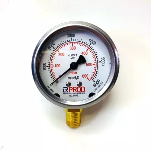 MANÔMETRO DIAMETRO 63MM 1/4NPT - ESCALA 0-600 MBAR X 6000 MMH2O°°