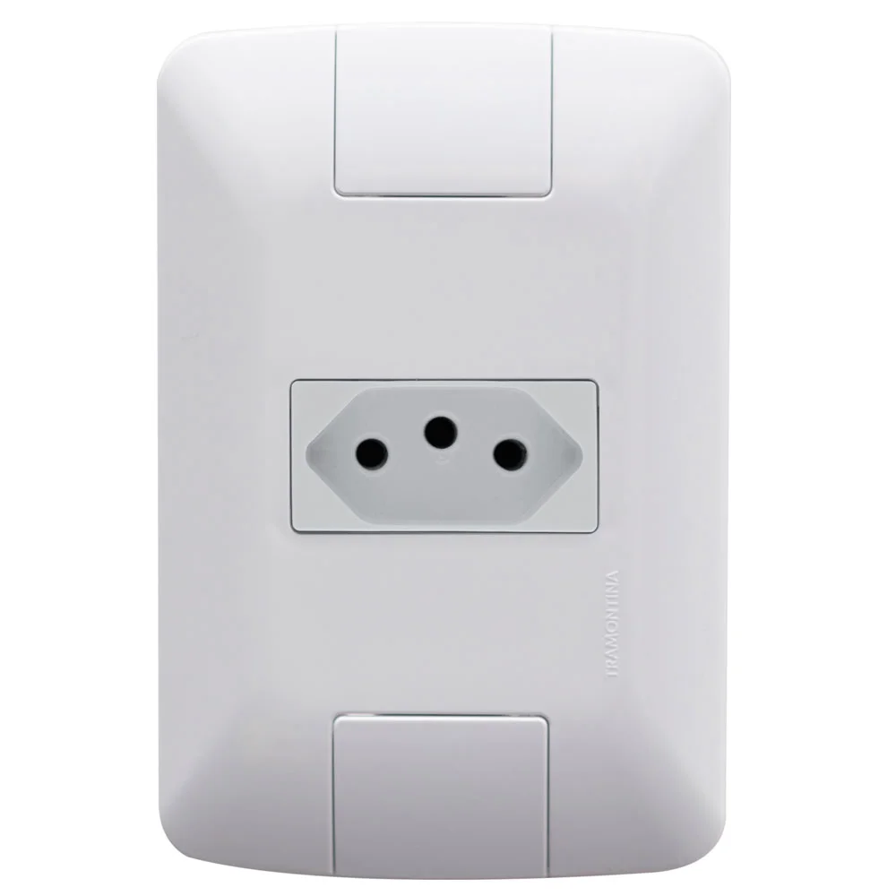 CONJUNTO 4X2 COM 1 TOMADA 2P+T TRAMONTINA ARIA 10 A 250 V BRANCO 57241010 TRAMONTINA°°