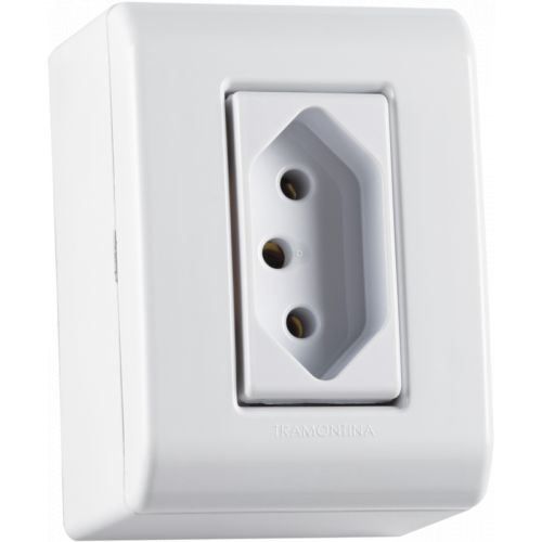 CAIXA DE SOBREPOR COM 1 TOMADA 2P+T 20 A 250 V TRAMONTINA LIZFLEX BRANCA 57304003 TRAMONTINA°°