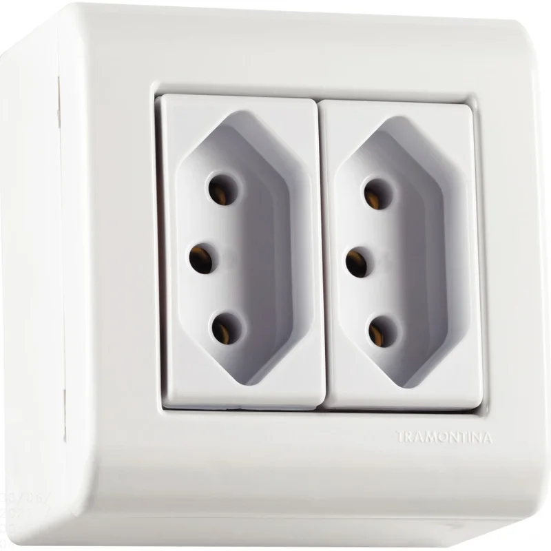 CAIXA DE SOBREPOR COM 2 TOMADAS 2P+T 20 A 250 V TRAMONTINA LIZFLEX BRANCA 57304025 TRAMONTINA°°