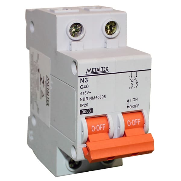 NX3-2C40 MINI DISJUNTOR 3KA 2 PÓLOS CURVA C 40A METALTEXºº