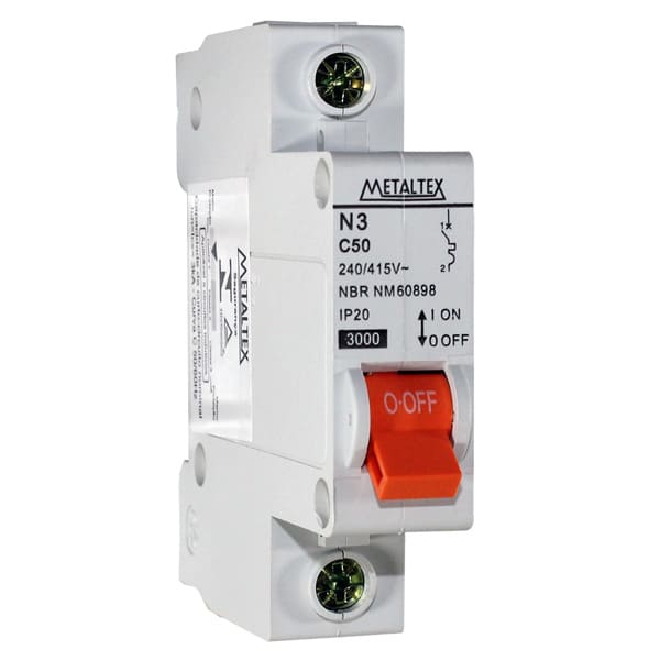 NX3-1C50 MINI DISJUNTOR 3KA 1 PÓLO CURVA C 50A METALTEXºº
