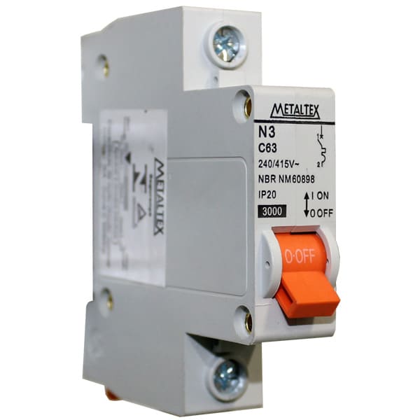 NX3-1C63 MINI DISJUNTOR 3KA 1 PÓLO CURVA C 63A METALTEXºº
