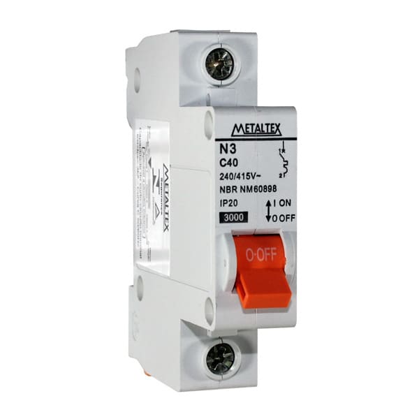 NX3-1C40 MINI DISJUNTOR 3KA 1 PÓLO CURVA C 40A METALTEXºº