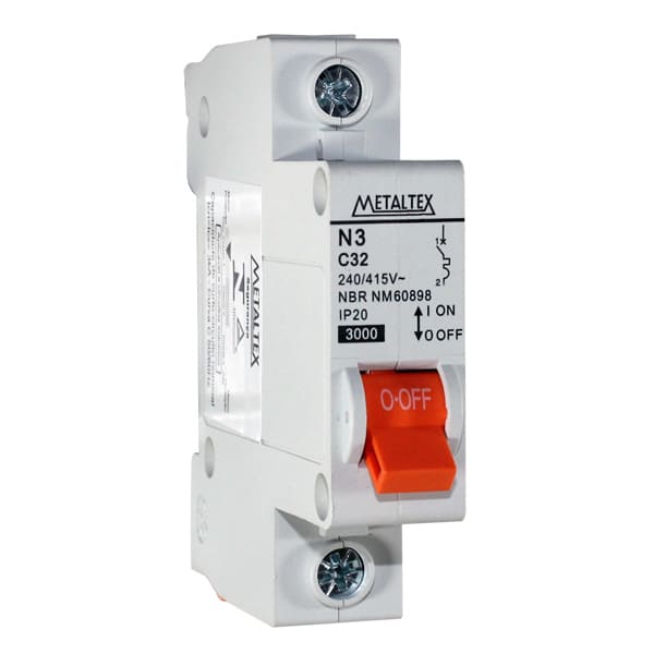 NX3-1C32 MINI DISJUNTOR 3KA 1 PÓLO CURVA C 32A METALTEXºº