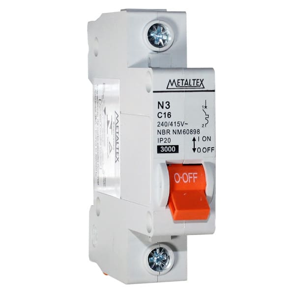 NX3-1C16 MINI DISJUNTOR 3KA 1 POLO CURVA C 16A METALTEX°°