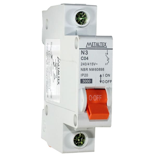 NX3-1C04 MINI DISJUNTOR 3KA 1 POLO CURVA C 4A METALTEX°°
