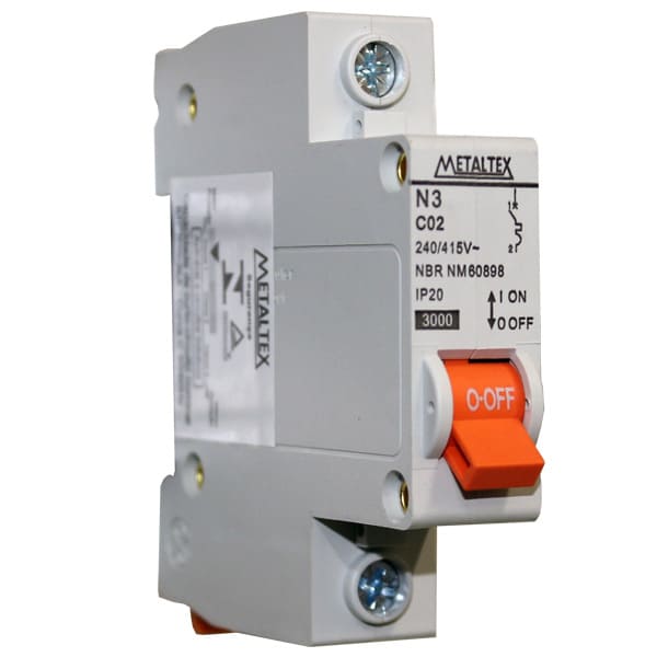 NX3-1C02 MINI DISJUNTOR 3KA 1 POLO CURVA C 2A METALTEX°°