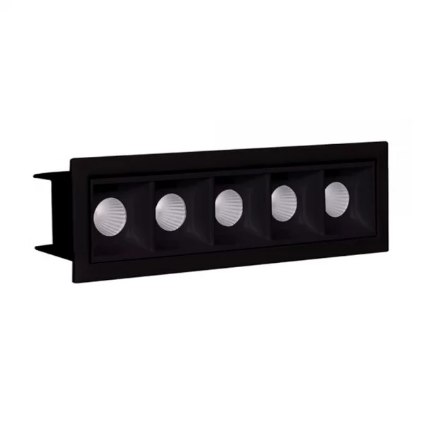 SPOT DE EMBUTIR LED DOWNLIGHT RETANGULAR 5 FOCOS 2700K 10W BIVOLT PRETO
