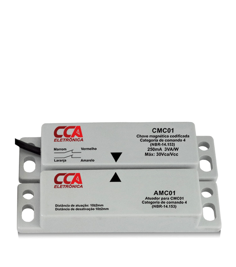CHAVE MAGNÉTICA CODIFICADA CMC01 (SENSOR+ATUADOR) CONTATOS 2NF.CATEGORIA COMANDO 4 CCA ELETRONICA °°