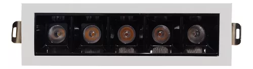 MINI SPOT LED EMBUTIR 5 FOCOS 10W 2700K DOT LIGHT COR BRANCA COM FUNDO PRETO 110V/220V