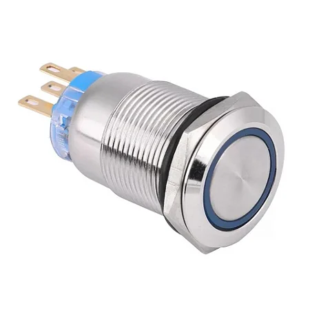 BOTÃO ANTIVANDALISMO 19MM 12/24V  BAV19F-NC-AZ COMEP°°